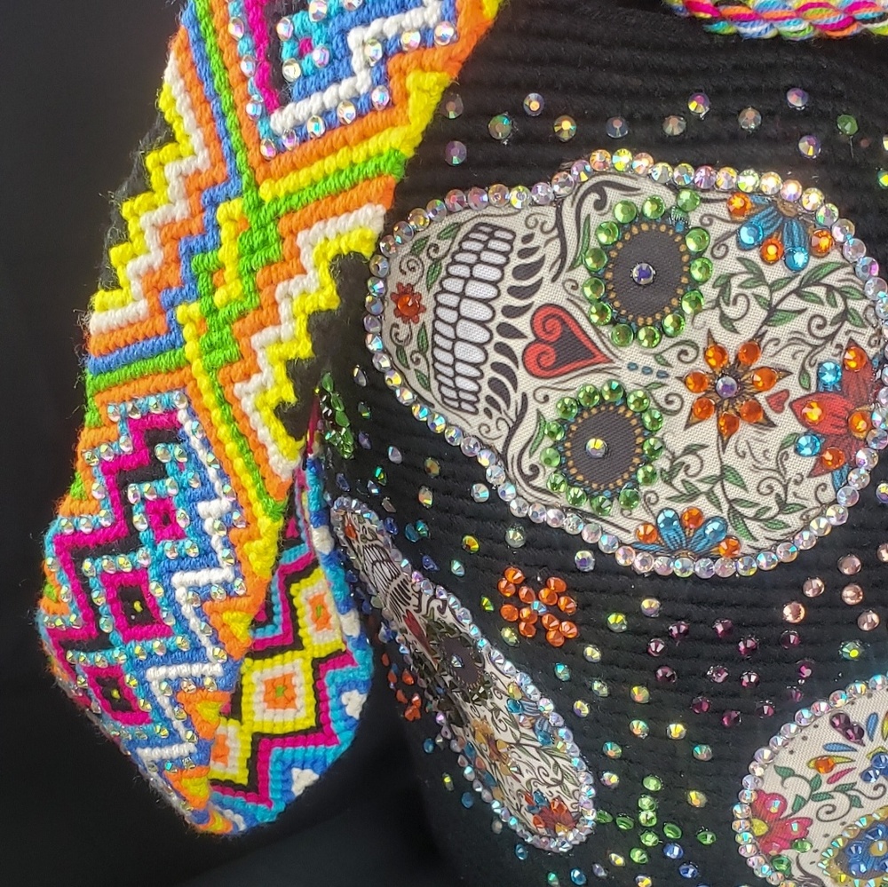 Sugar skull Wayuu bag